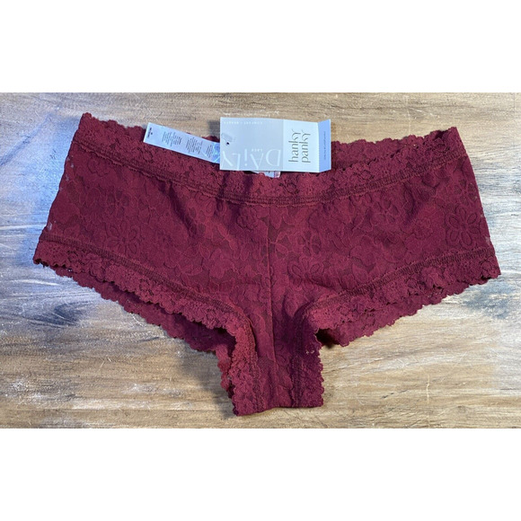 HANKY PANKY DAILY LACE BOYSHORTS PANTIES 771201 LIPS SIZE M Red - Picture 1 of 4